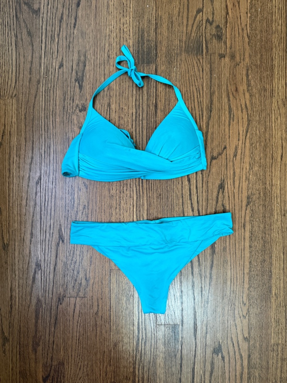 Halter Bikini Set in Bright Turquoise - Women's Swimwear